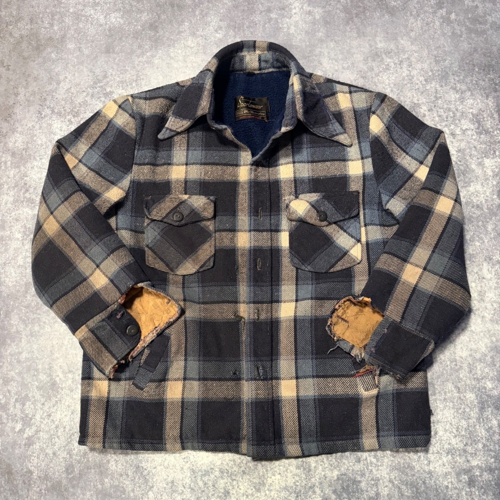 Vintage Sears Sportswear Mens Plaid Flannel Barn Jacket Size 42‎ Large